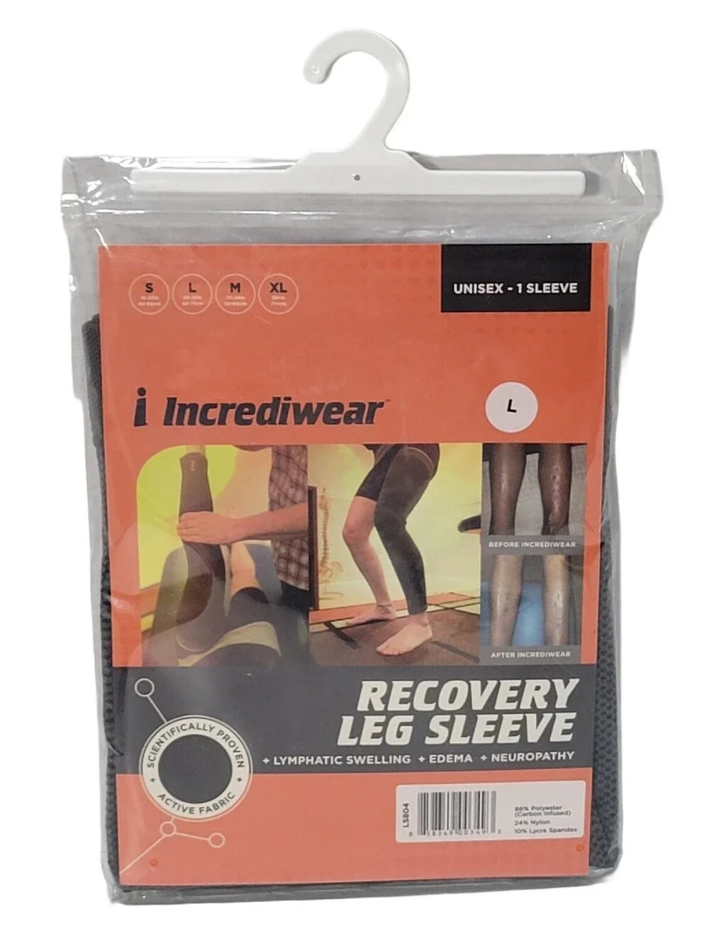 Leg Sleeve Infrared Full Length Pain Relief Recovery Charcoal Large Incrediwear